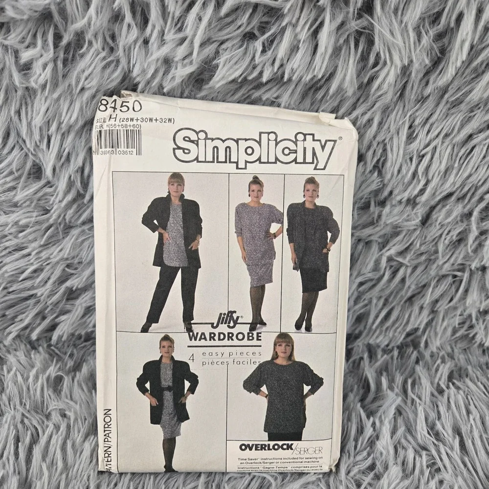 Simplicity Jiffy Wardrobe Size H 8450 28W+30W+32W 4 Easy Pieces Pattern